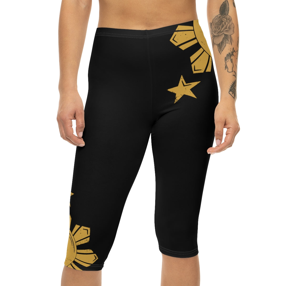 Philippines Filpino Sun and Star Capri Leggings | Womens Capri Leggings, Summer capris | Filipino Summer capris