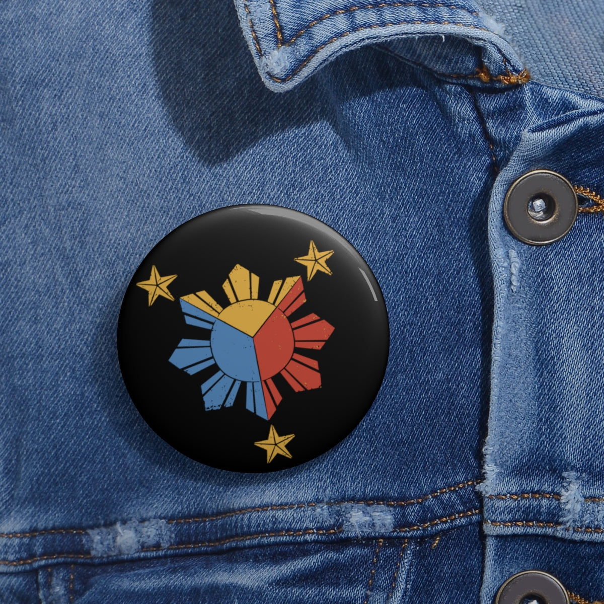 Philippines Filipino Star and Sun Flag Custom Pin Buttons