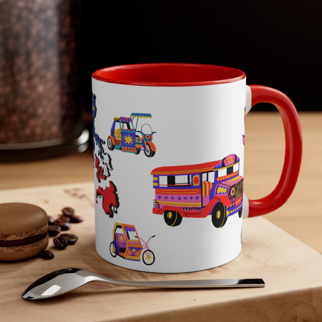 Philippine Inspired Accent Coffee Mug, 11oz | Unique Philippine Filipino Gift Idea for any occassion. Mothers Fathers Day, Birthday Graduation Gift.