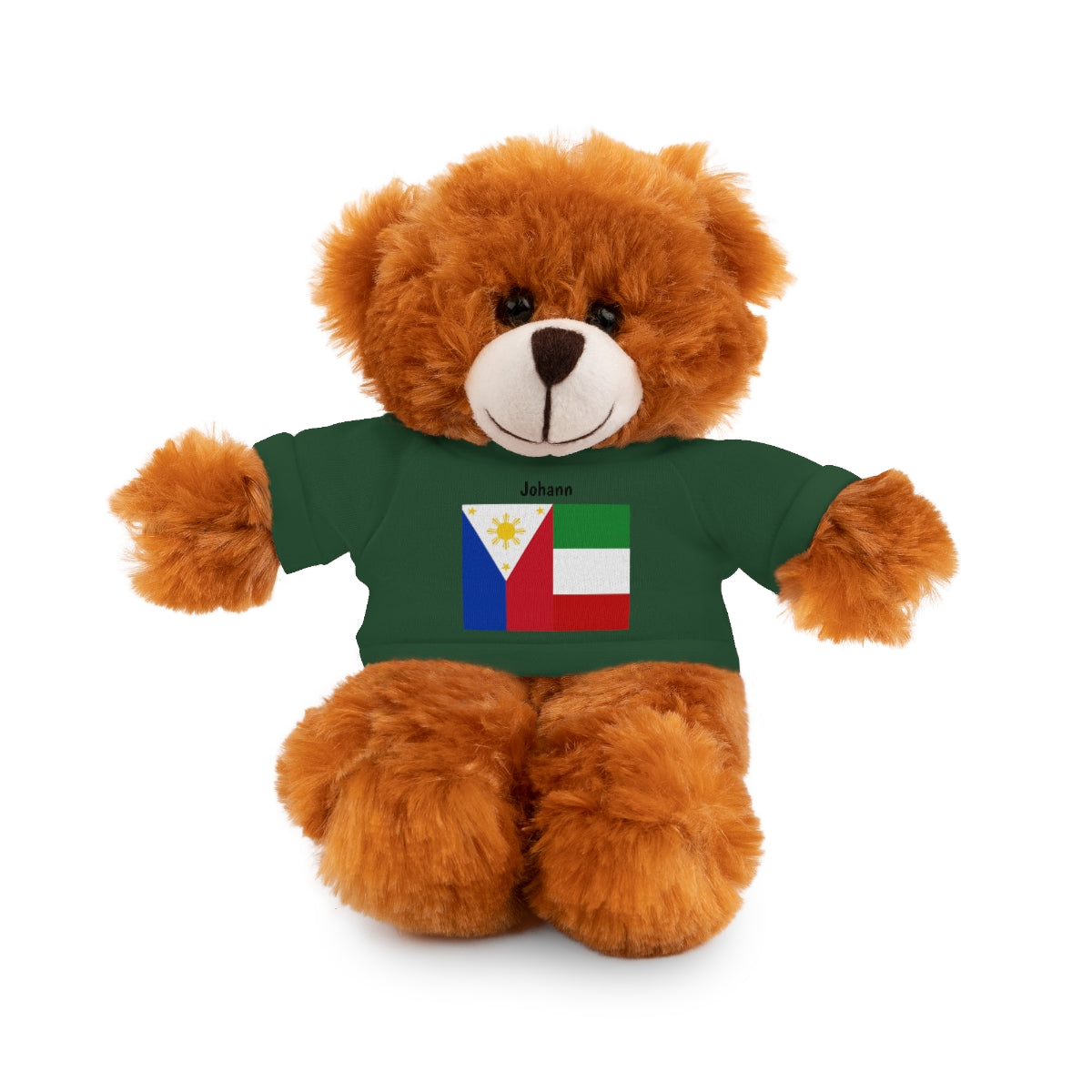 Personalized Filipino Stuffed Animal Toy with Tee | Philippines & Italy Flag | Gift for kids and adults | Holiday Gift idea