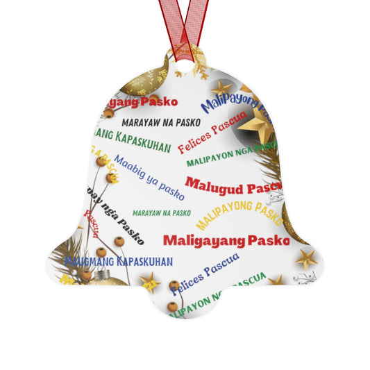 Personalized Filipino Christmas Tree Metal Ornaments, Filipino Christmas Greetings in different native dialects