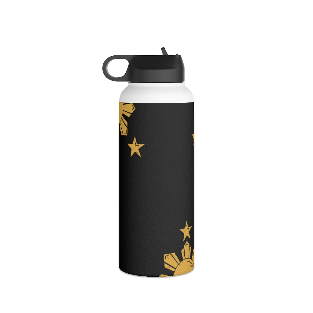 Personalized Philippines Sun and Star Steel Water Bottle, Standard Lid |Summer Travels, Gym watert Bottle, Back to School Water bottle.