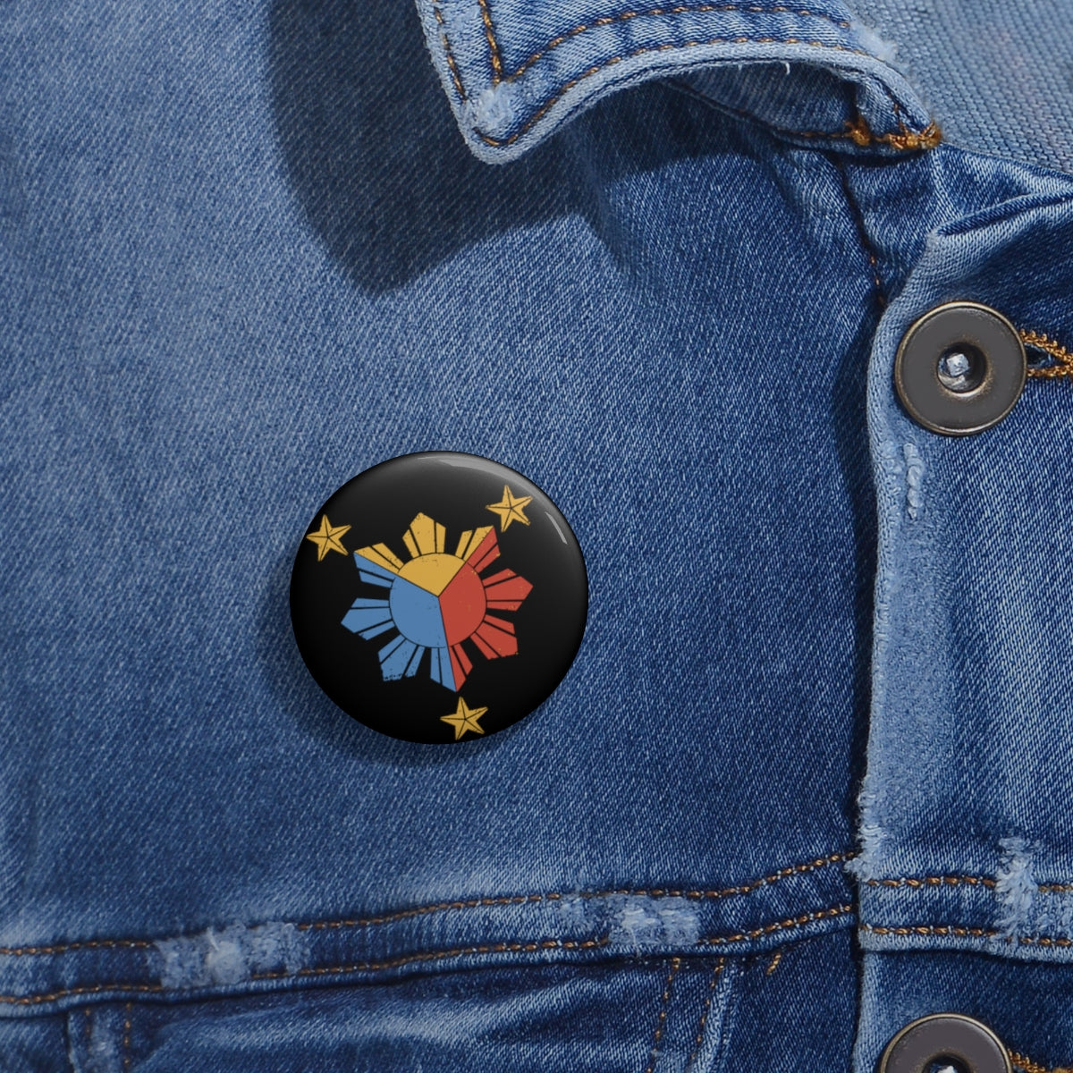 Philippines Filipino Star and Sun Flag Custom Pin Buttons