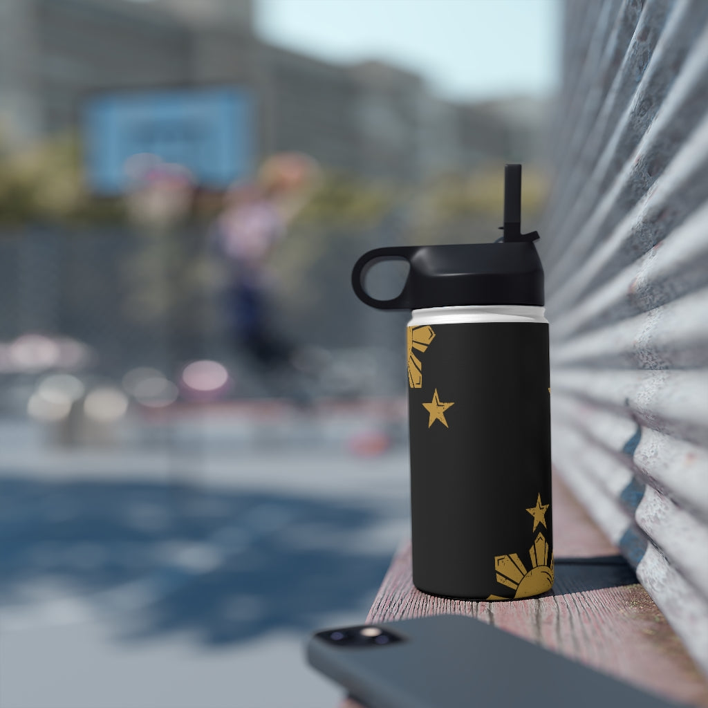 Personalized Philippines Sun and Star Steel Water Bottle, Standard Lid |Summer Travels, Gym watert Bottle, Back to School Water bottle.