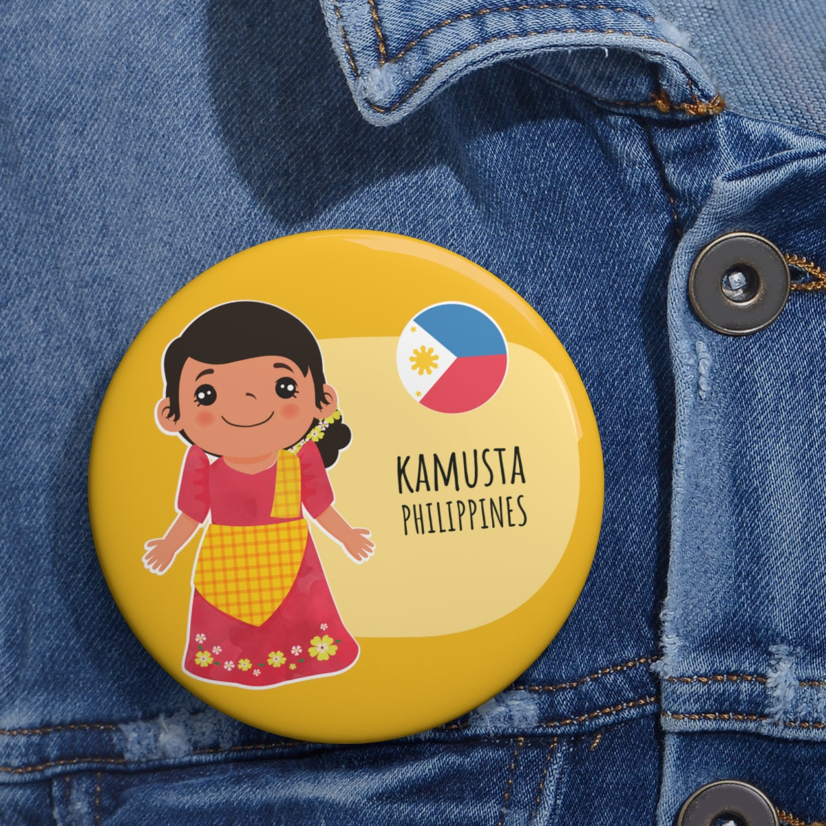 Pjilippins Filipino Kumusta Ka Custom Pin Buttons
