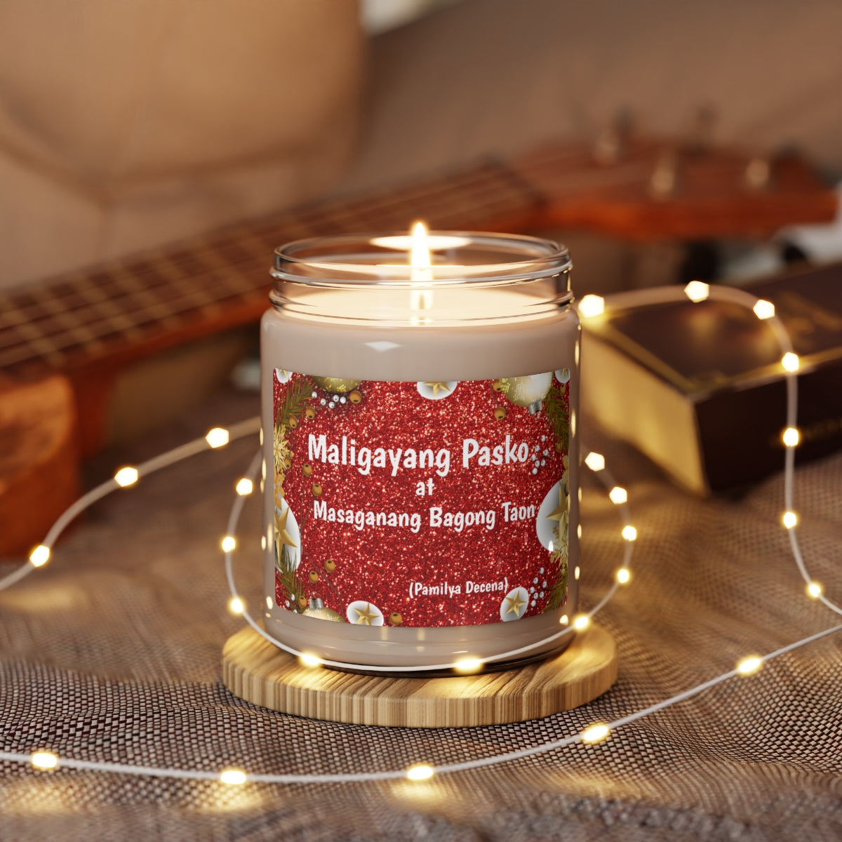 Personalized Filipino Scented Candle | Maligayang Pasko at Masaganang Bagong Taon Scented Soy Candle, 9oz
