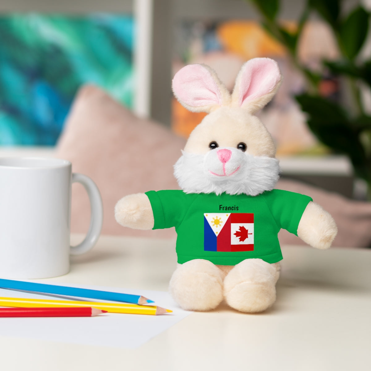 Personalized Filipino Stuffed Animal Toy with Tee | Philippines & Canada Flag | Gift for kids and adults | Holiday Gifting