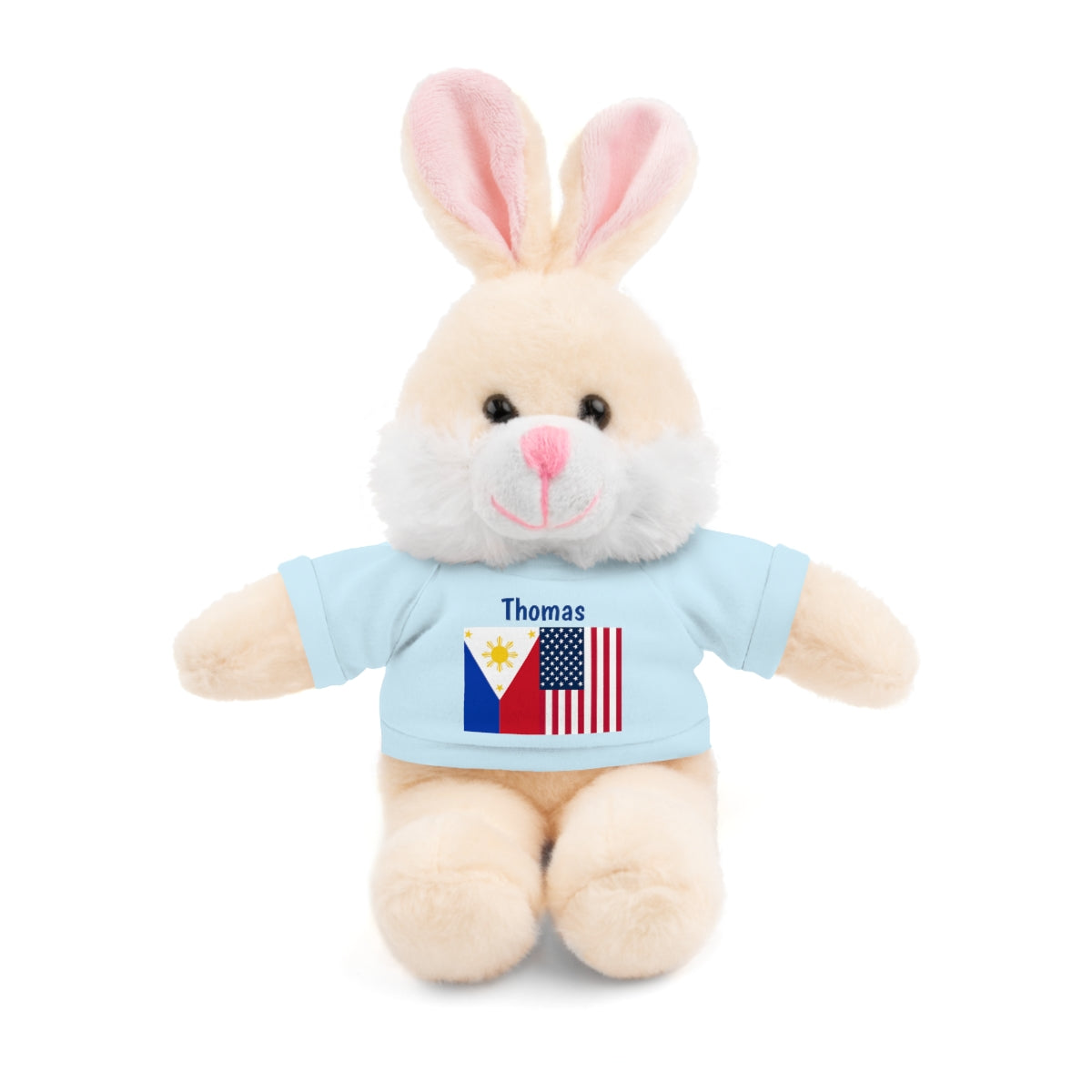 Personalized Filipino Stuffed Animal Toy with Tee | Philippines and USA Flag | Gift for kids and adults | Holiday Gifting