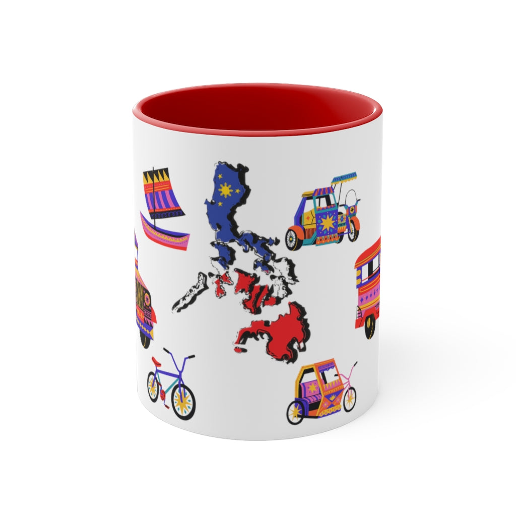 Philippine Inspired Accent Coffee Mug, 11oz | Unique Philippine Filipino Gift Idea for any occassion. Mothers Fathers Day, Birthday Graduation Gift.
