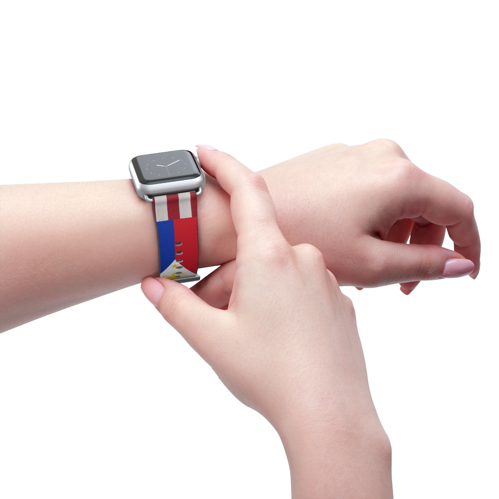 Filipino Philippines USA Mixed flag Watch Band, Philippine Fashion, Fit watch band.Philippine Accesories.