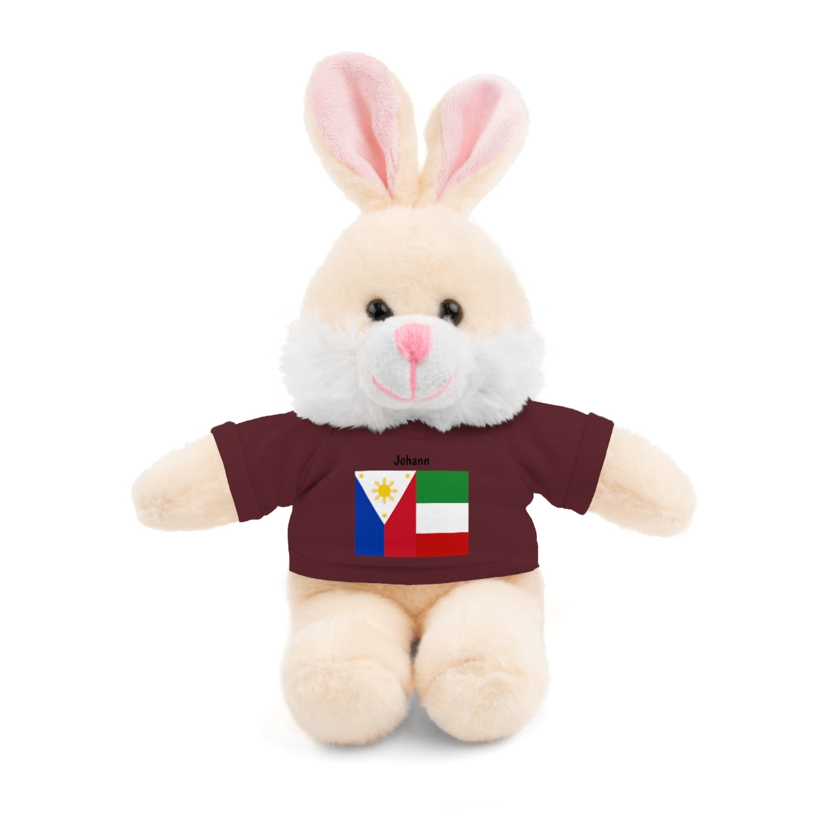 Personalized Filipino Stuffed Animal Toy with Tee | Philippines & Italy Flag | Gift for kids and adults | Holiday Gift idea