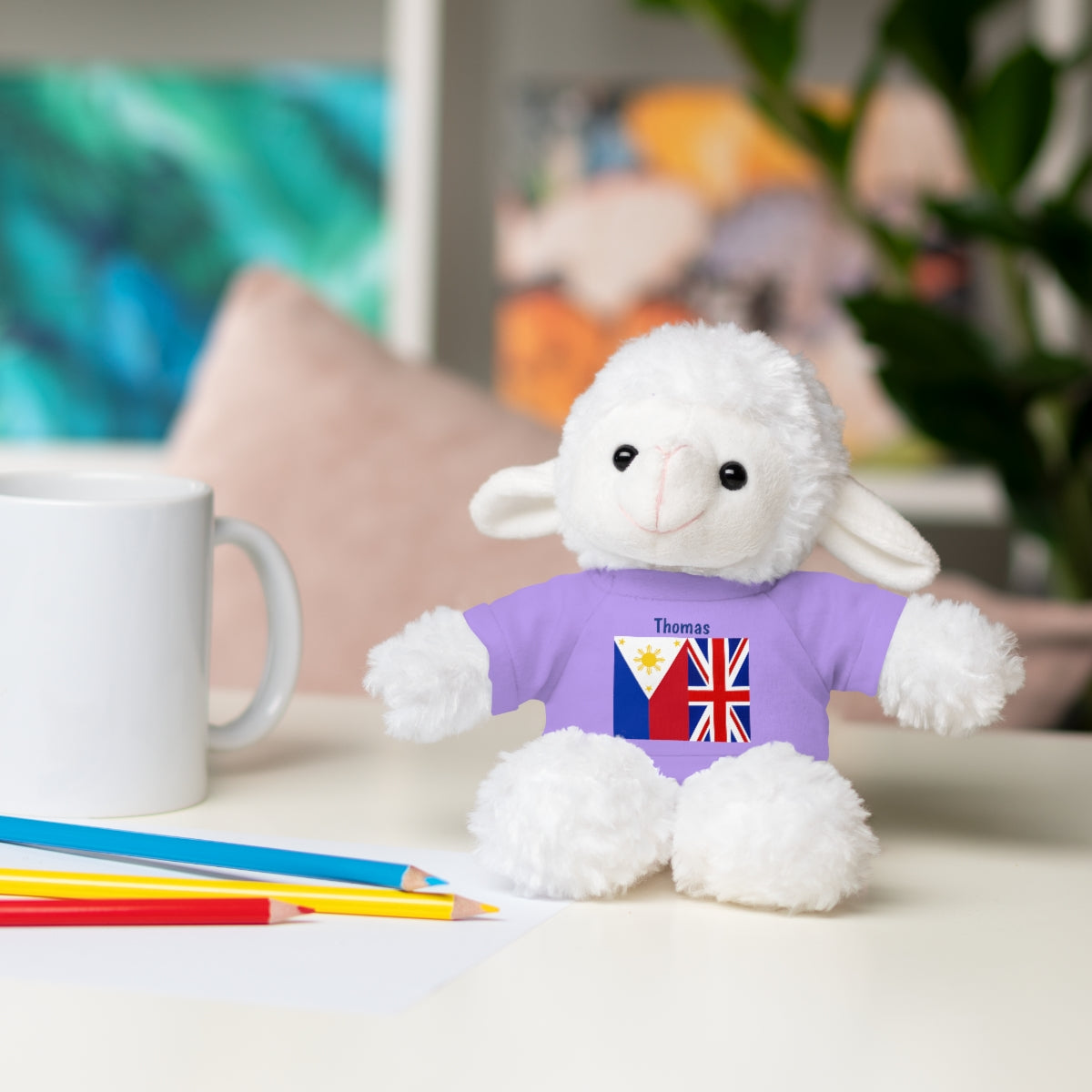 Personalized Filipino Stuffed Animal Toy with Tee | Philippines & UK Flag | Gift for kids and adults | Holiday Gifting idea