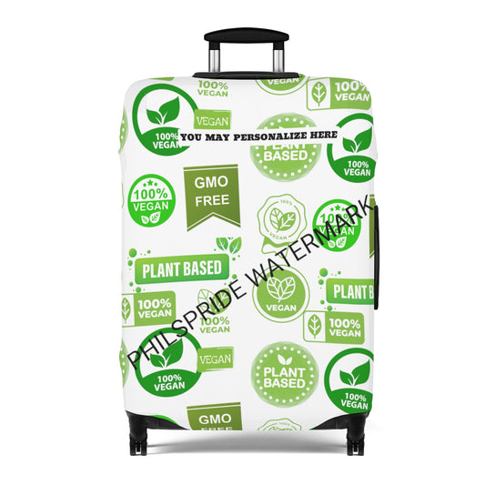 Vegan Vegitarian Luggage Cover | personalized Suitcase Protector | Crisply Printed , Washable.