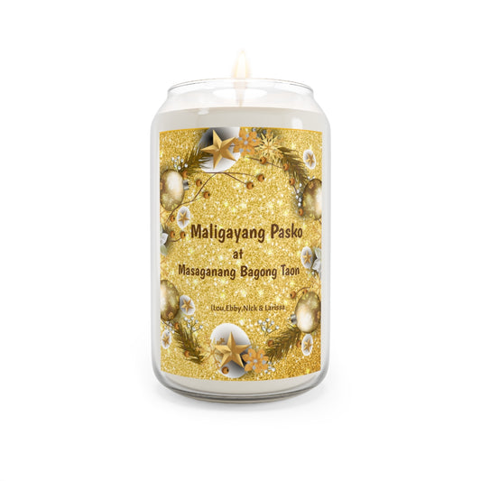 Personalized Filipino Scented Candle, 13.75oz | Maligayang pasko at Masaganang bagong Taon Scented candle