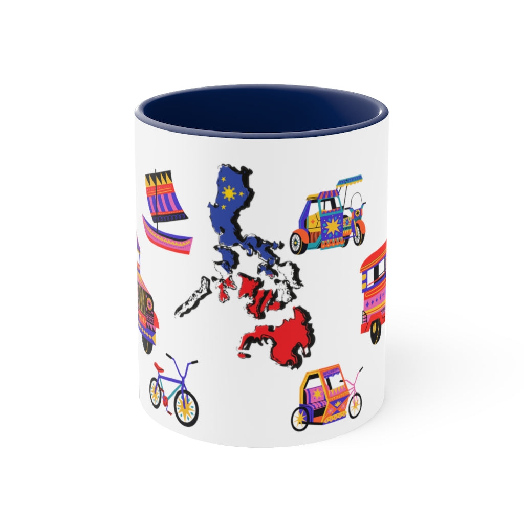Philippine Inspired Accent Coffee Mug, 11oz | Unique Philippine Filipino Gift Idea for any occassion. Mothers Fathers Day, Birthday Graduation Gift.