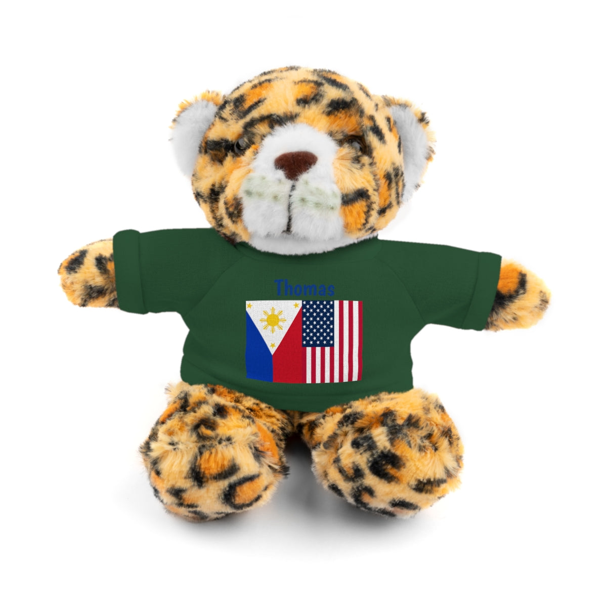 Personalized Filipino Stuffed Animal Toy with Tee | Philippines and USA Flag | Gift for kids and adults | Holiday Gifting