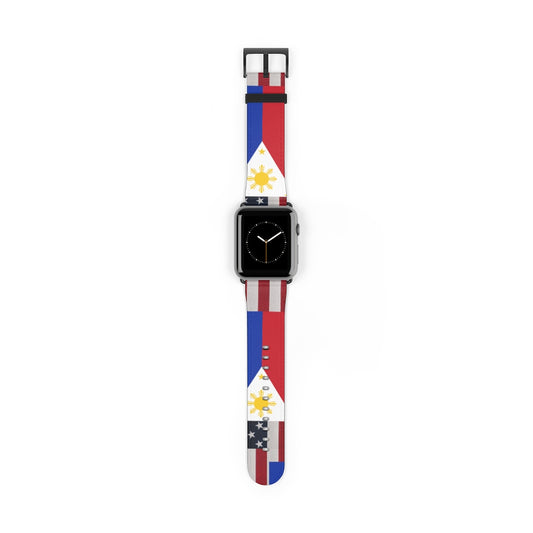 Filipino Philippines USA Mixed flag Watch Band, Philippine Fashion, Fit watch band.Philippine Accesories.