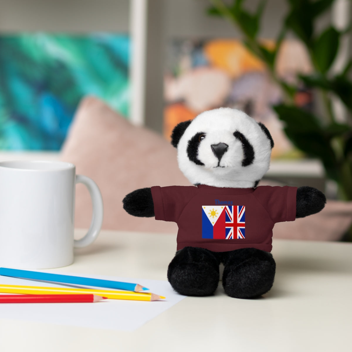 Personalized Filipino Stuffed Animal Toy with Tee | Philippines & UK Flag | Gift for kids and adults | Holiday Gifting idea
