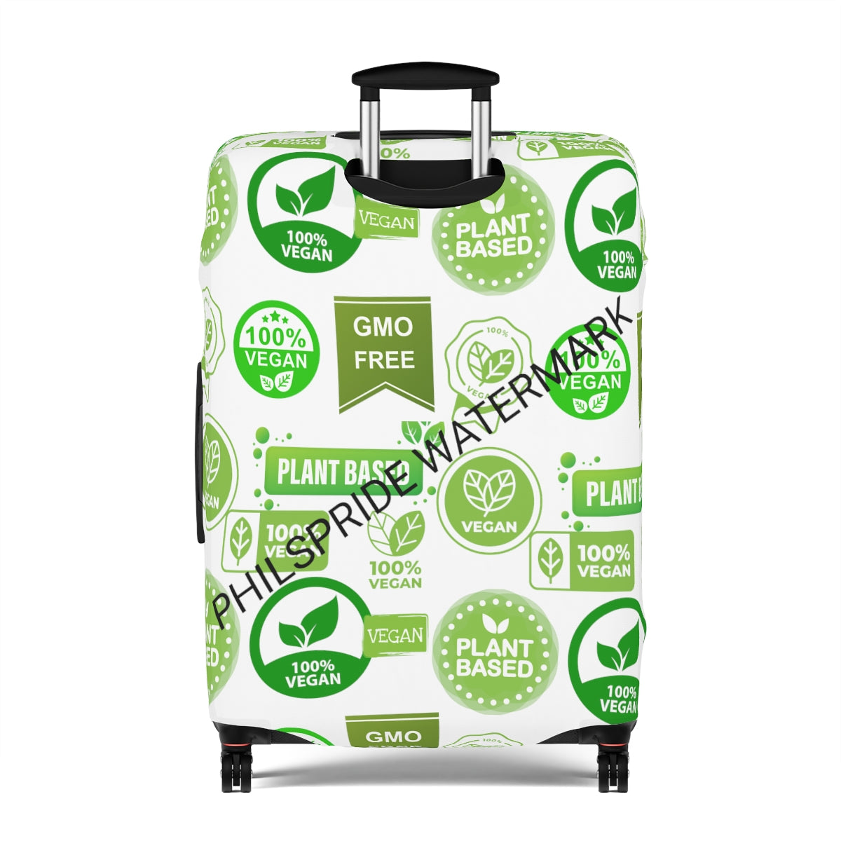 Vegan Vegitarian Luggage Cover | personalized Suitcase Protector | Crisply Printed , Washable.