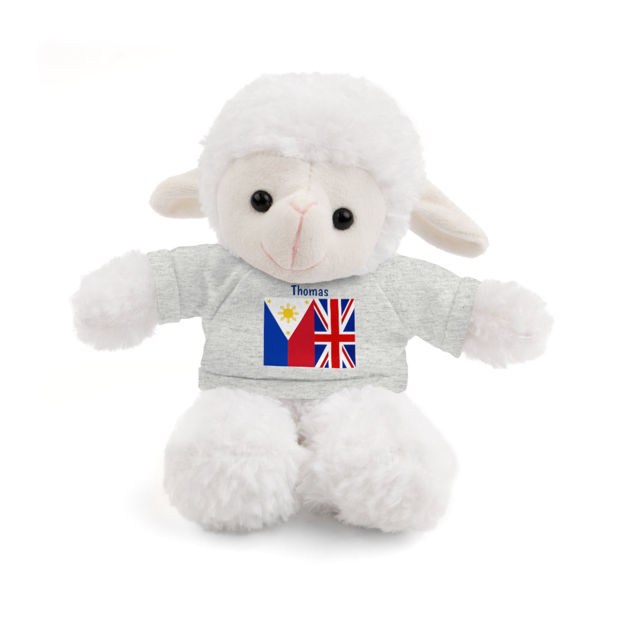 Personalized Filipino Stuffed Animal Toy with Tee | Philippines & UK Flag | Gift for kids and adults | Holiday Gifting idea