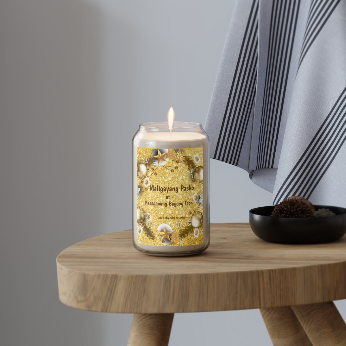 Personalized Filipino Scented Candle, 13.75oz | Maligayang pasko at Masaganang bagong Taon Scented candle