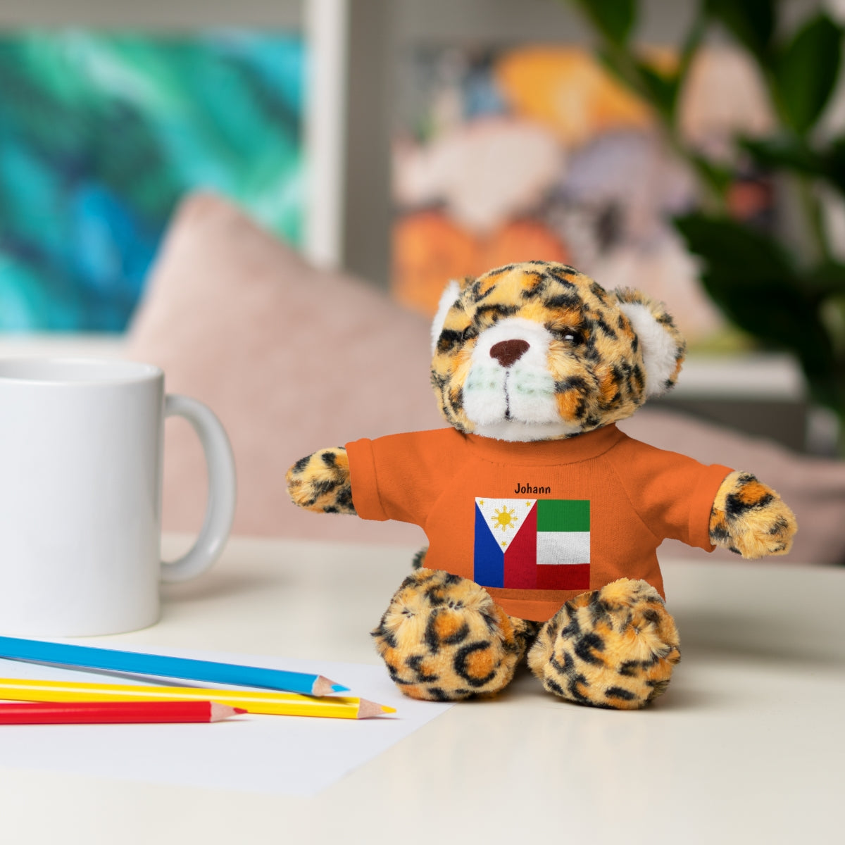 Personalized Filipino Stuffed Animal Toy with Tee | Philippines & Italy Flag | Gift for kids and adults | Holiday Gift idea