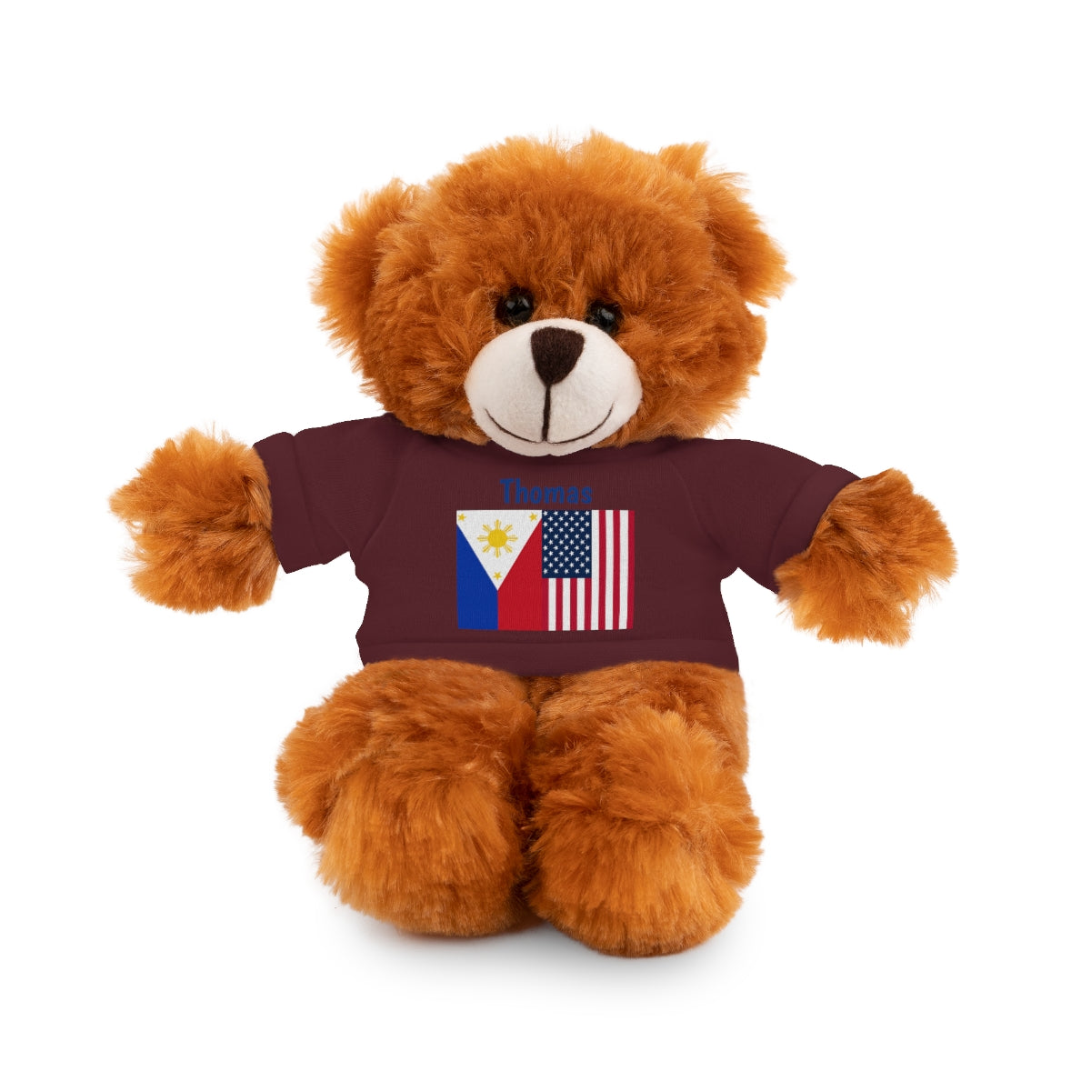 Personalized Filipino Stuffed Animal Toy with Tee | Philippines and USA Flag | Gift for kids and adults | Holiday Gifting