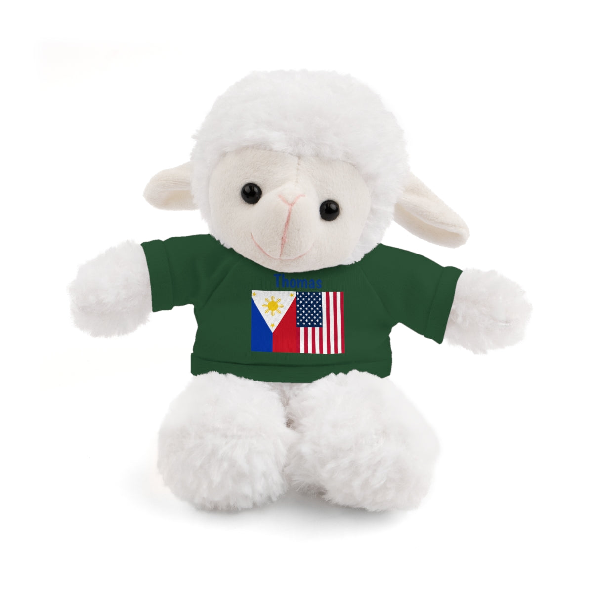 Personalized Filipino Stuffed Animal Toy with Tee | Philippines and USA Flag | Gift for kids and adults | Holiday Gifting