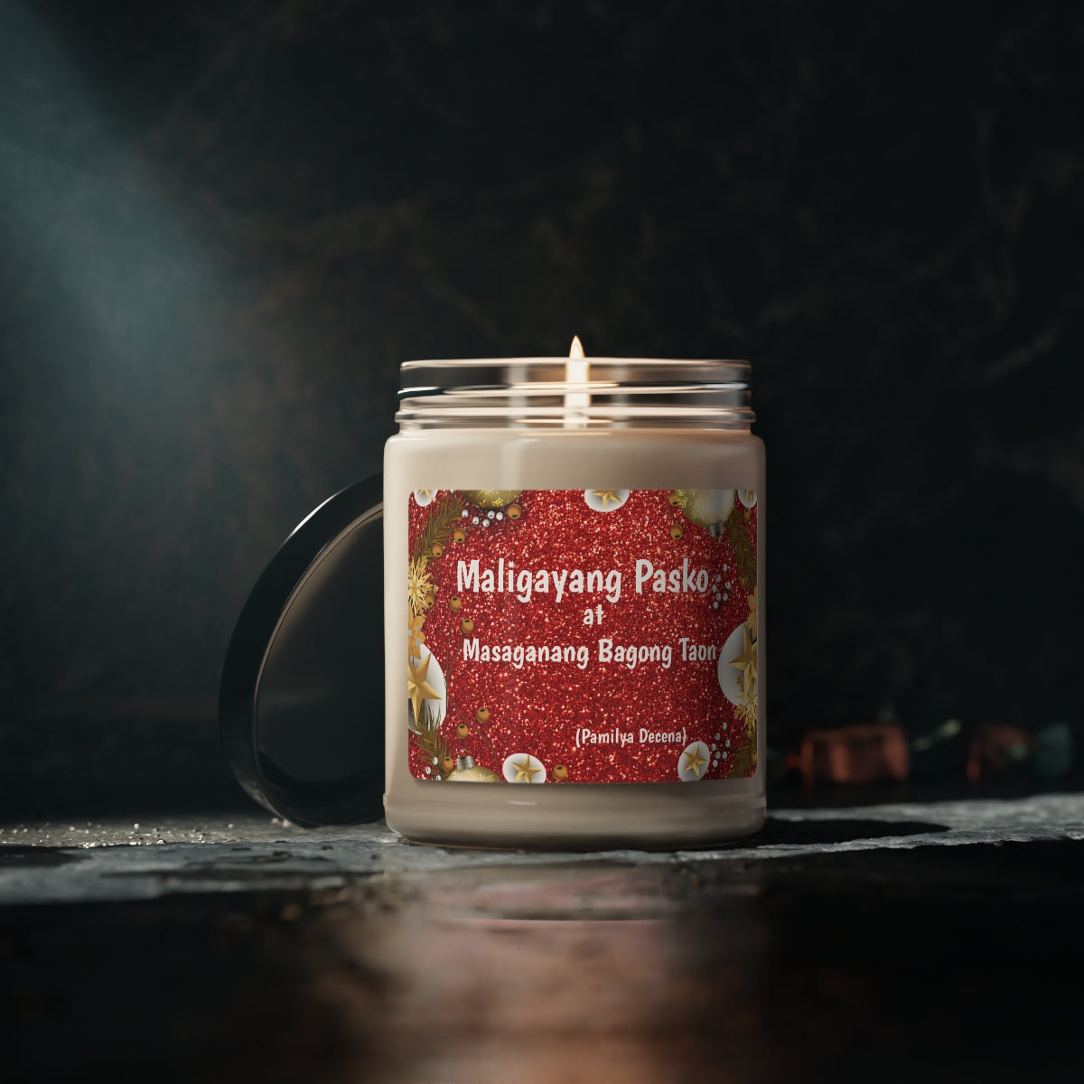 Personalized Filipino Scented Candle | Maligayang Pasko at Masaganang Bagong Taon Scented Soy Candle, 9oz