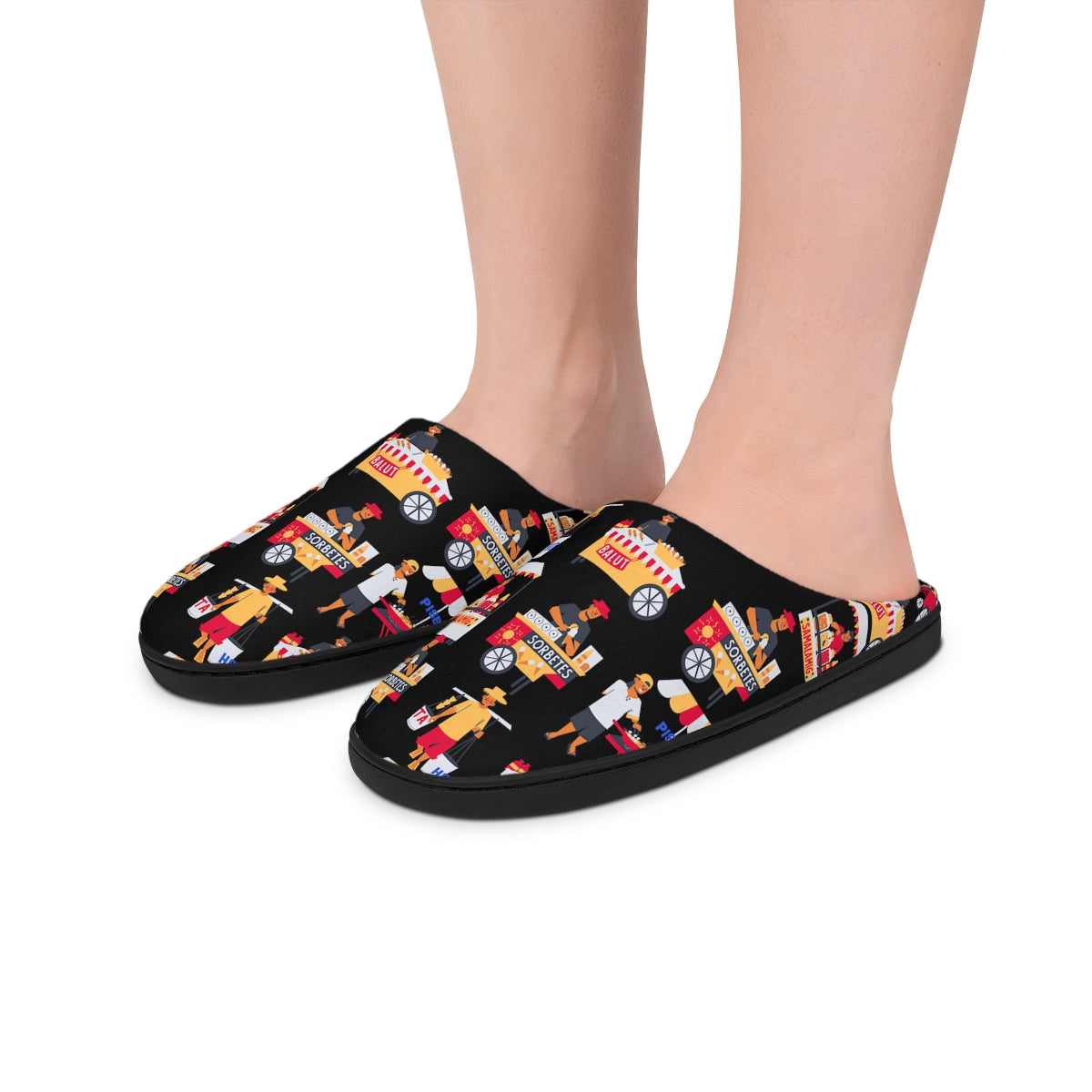 Philippines Filipino Men | Women's Indoor Slippers | Philippine Street Foods Crisply Printed Warm Indoor Slippers