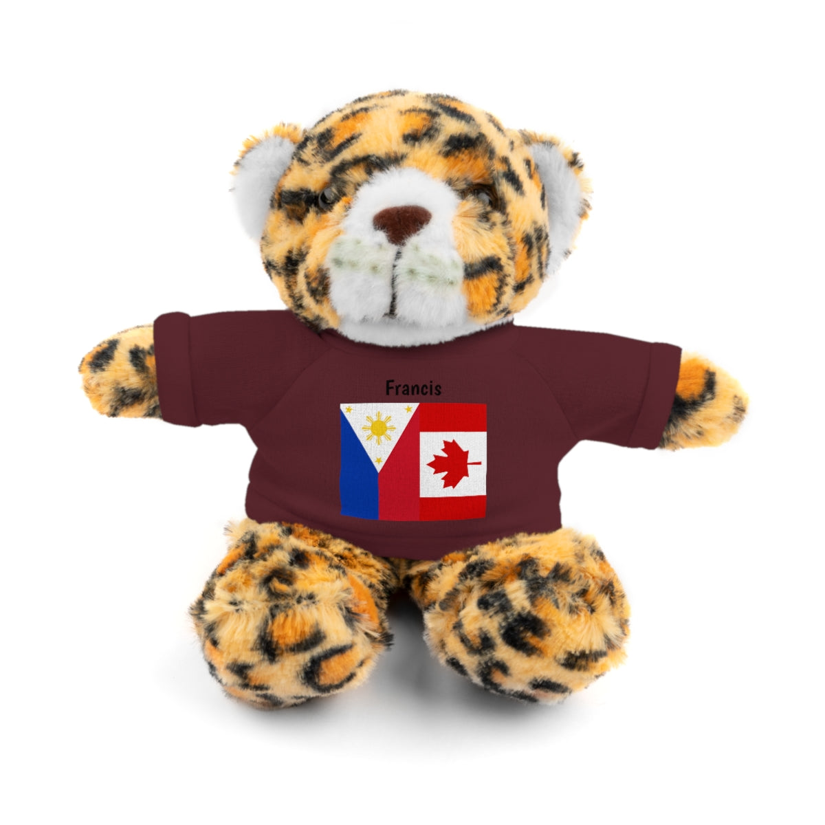 Personalized Filipino Stuffed Animal Toy with Tee | Philippines & Canada Flag | Gift for kids and adults | Holiday Gifting