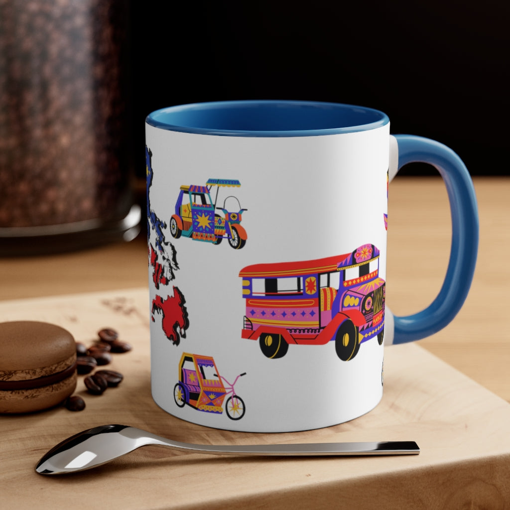 Philippine Inspired Accent Coffee Mug, 11oz | Unique Philippine Filipino Gift Idea for any occassion. Mothers Fathers Day, Birthday Graduation Gift.