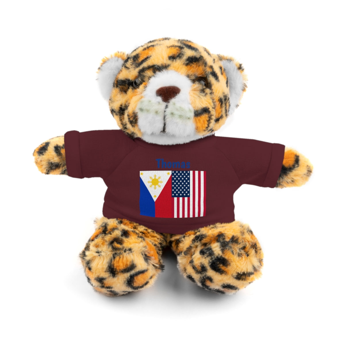 Personalized Filipino Stuffed Animal Toy with Tee | Philippines and USA Flag | Gift for kids and adults | Holiday Gifting