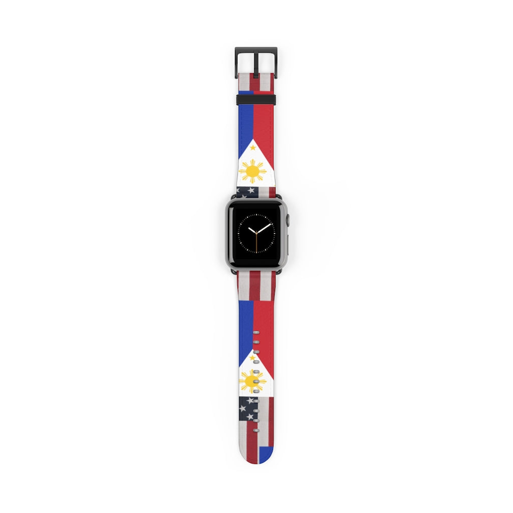 Filipino Philippines USA Mixed flag Watch Band, Philippine Fashion, Fit watch band.Philippine Accesories.