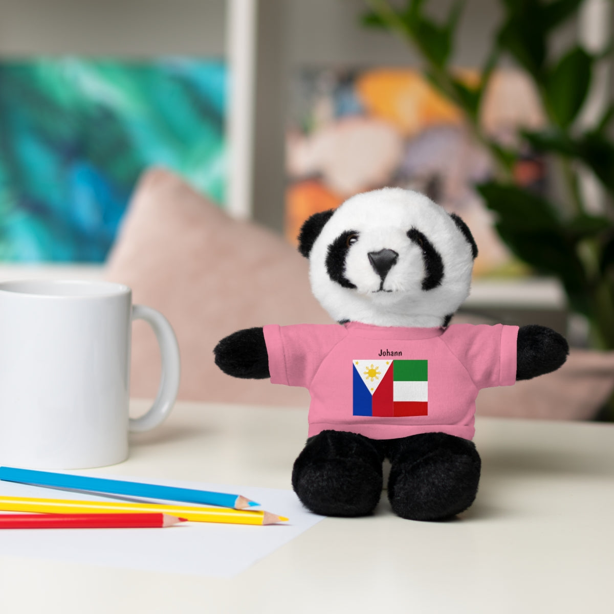 Personalized Filipino Stuffed Animal Toy with Tee | Philippines & Italy Flag | Gift for kids and adults | Holiday Gift idea