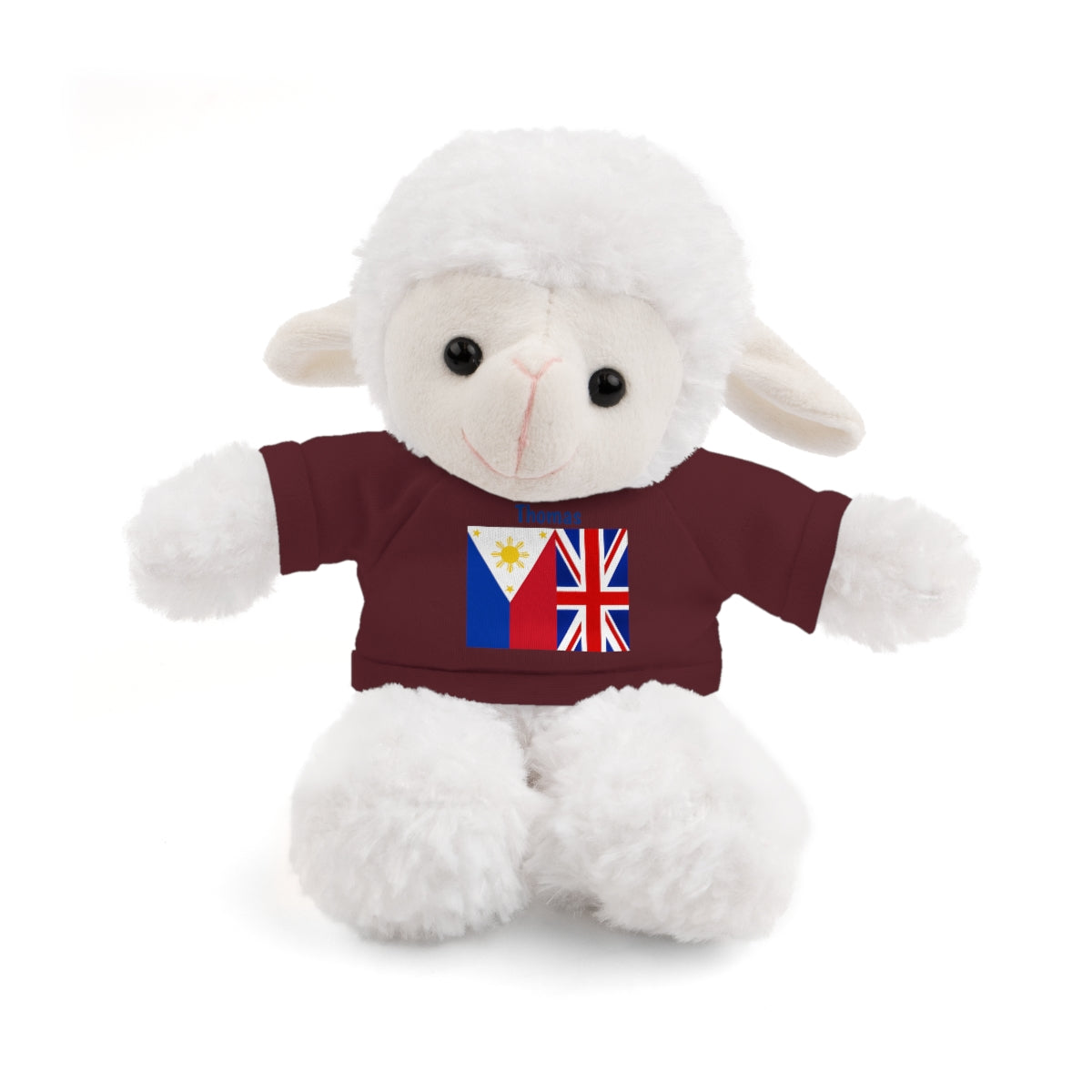 Personalized Filipino Stuffed Animal Toy with Tee | Philippines & UK Flag | Gift for kids and adults | Holiday Gifting idea