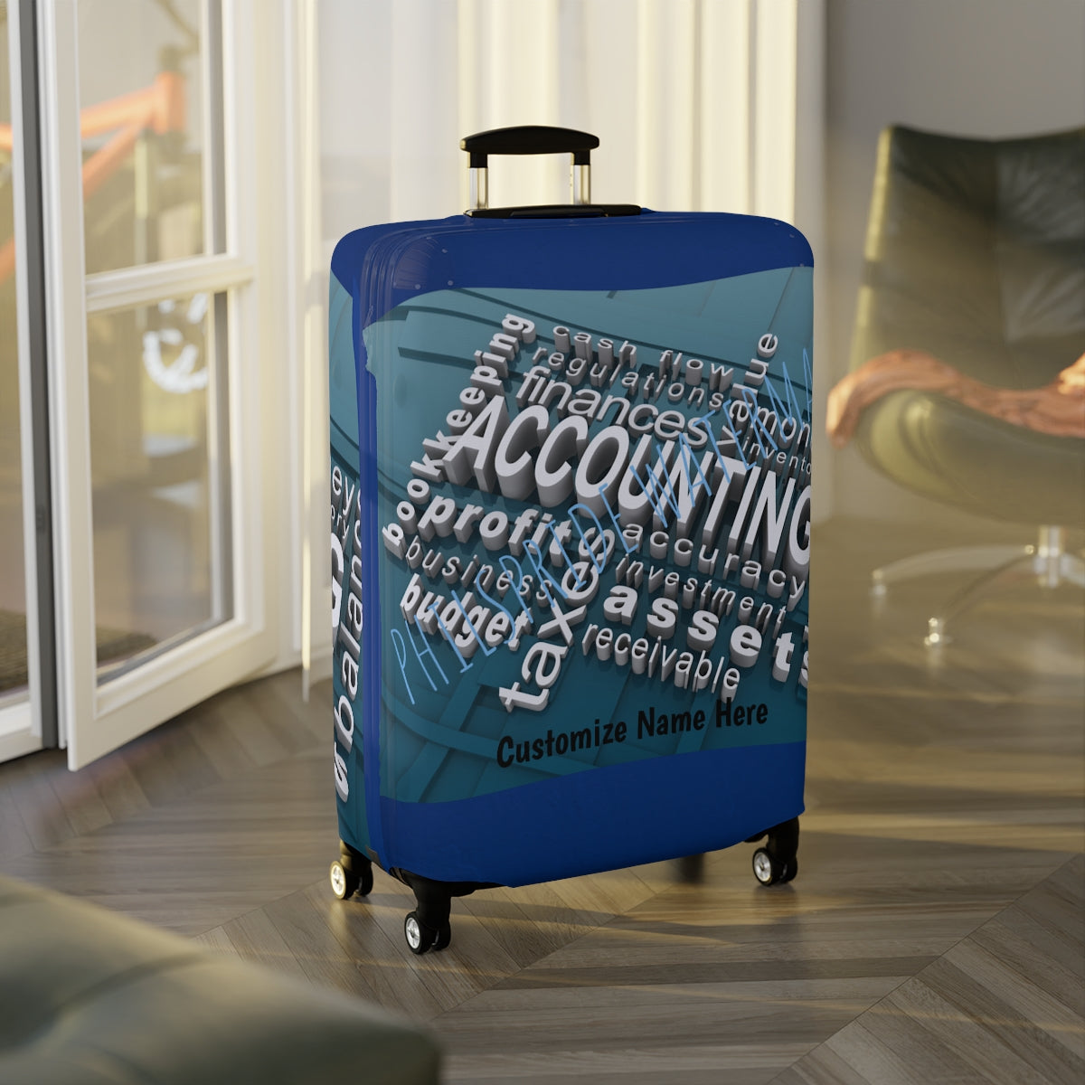Personalized Accountants Luggage Cover | Suitcase Protector | Crisply Printed , Washable.