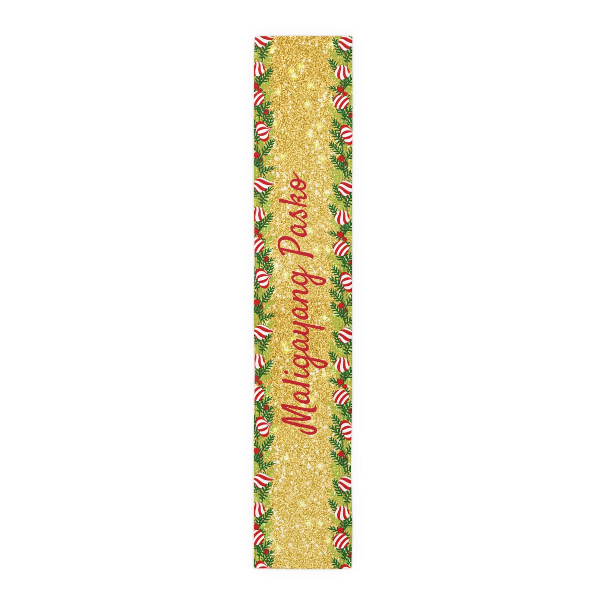 Philippines Filipino Christmas Maligayang Pasko Gold themed Table Runner (Cotton, Poly)