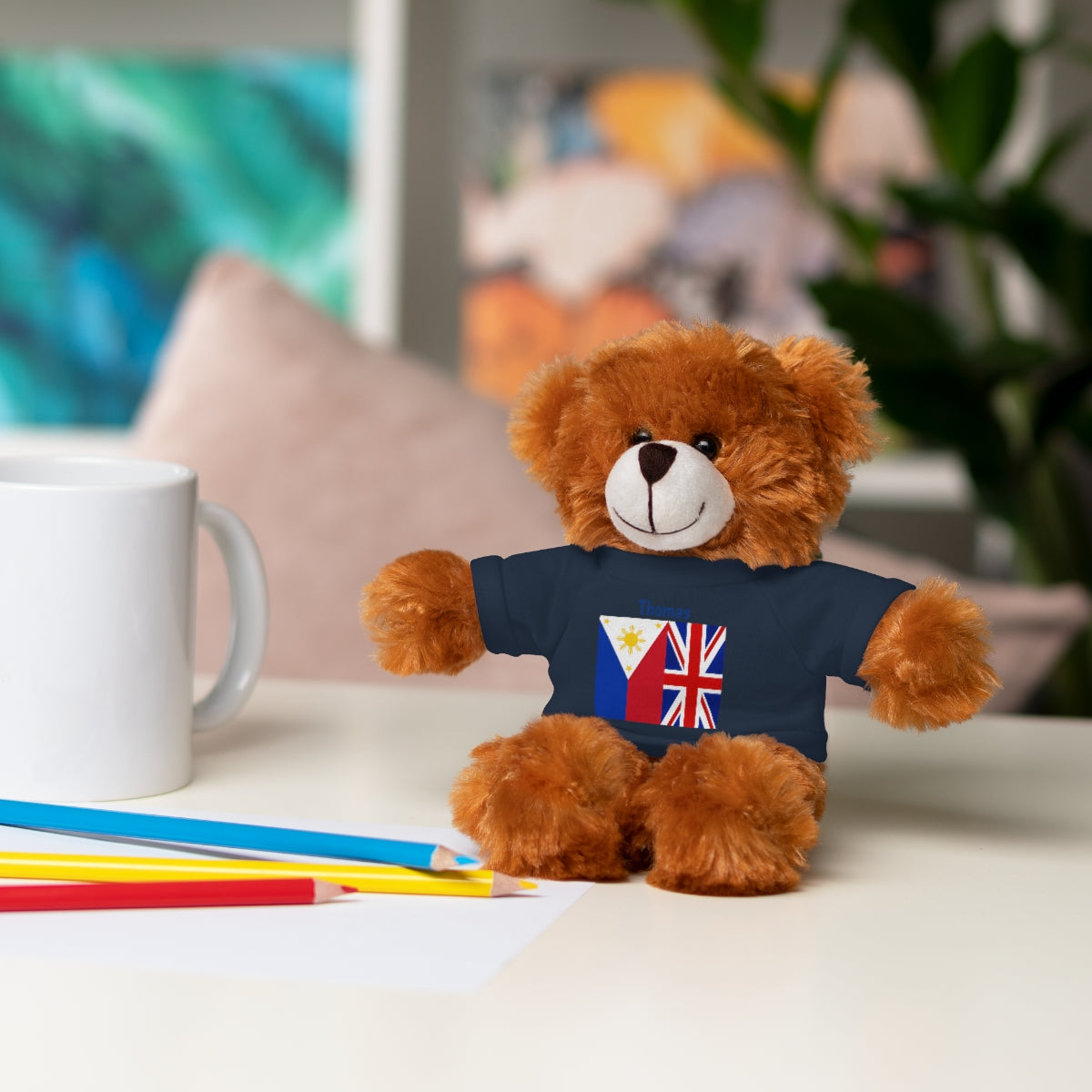 Personalized Filipino Stuffed Animal Toy with Tee | Philippines & UK Flag | Gift for kids and adults | Holiday Gifting idea