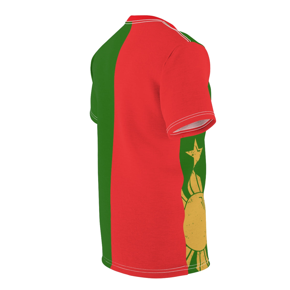 Philippine Inspired Red and Green Shirt with 3 stars and sun.