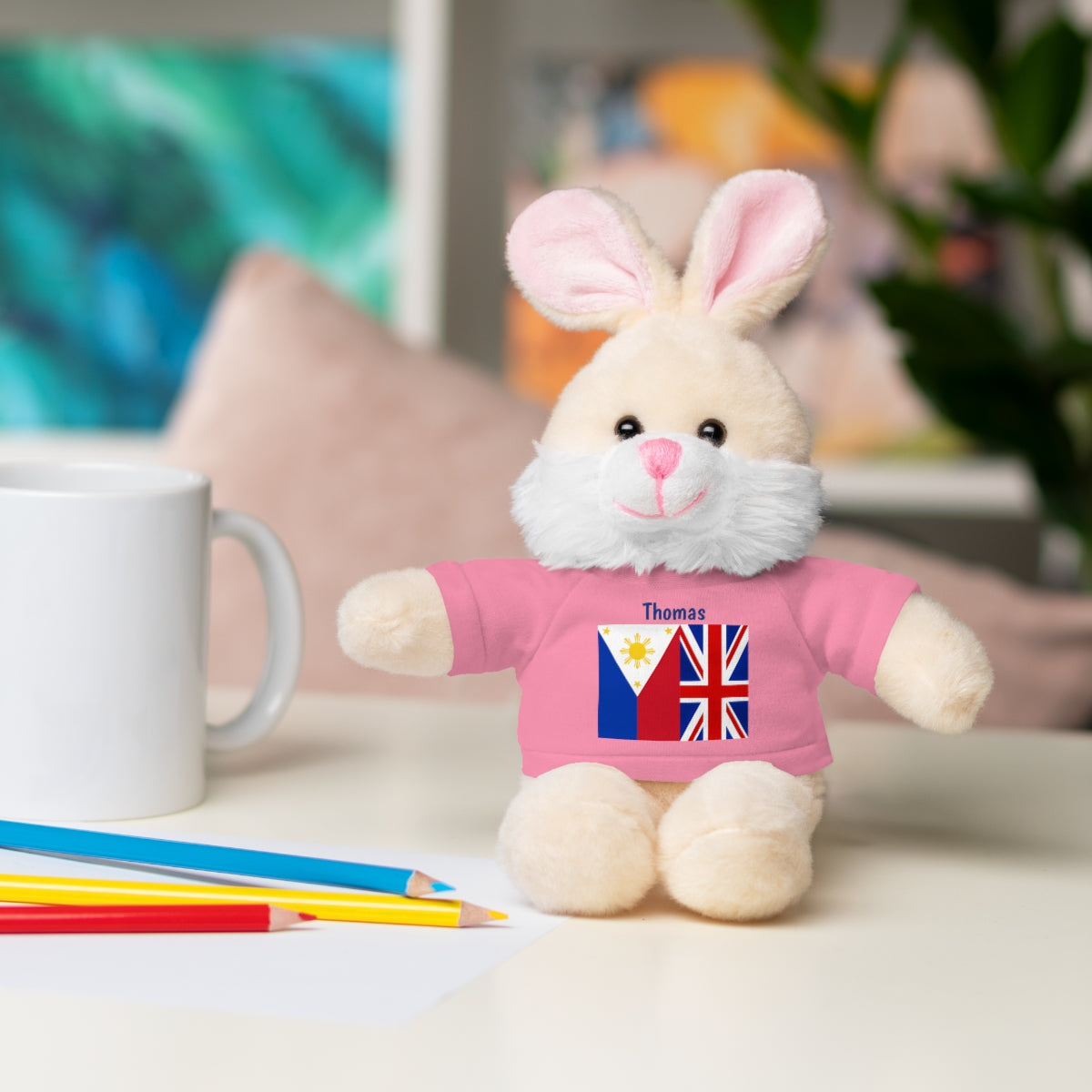 Personalized Filipino Stuffed Animal Toy with Tee | Philippines & UK Flag | Gift for kids and adults | Holiday Gifting idea