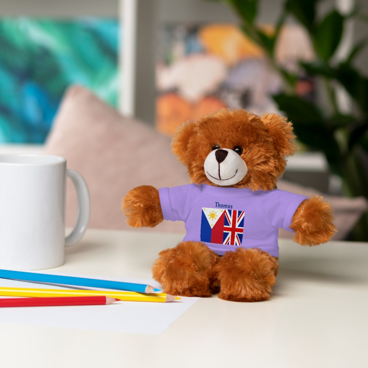Personalized Filipino Stuffed Animal Toy with Tee | Philippines & UK Flag | Gift for kids and adults | Holiday Gifting idea