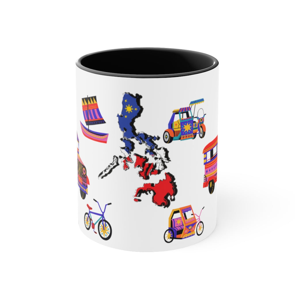 Philippine Inspired Accent Coffee Mug, 11oz | Unique Philippine Filipino Gift Idea for any occassion. Mothers Fathers Day, Birthday Graduation Gift.