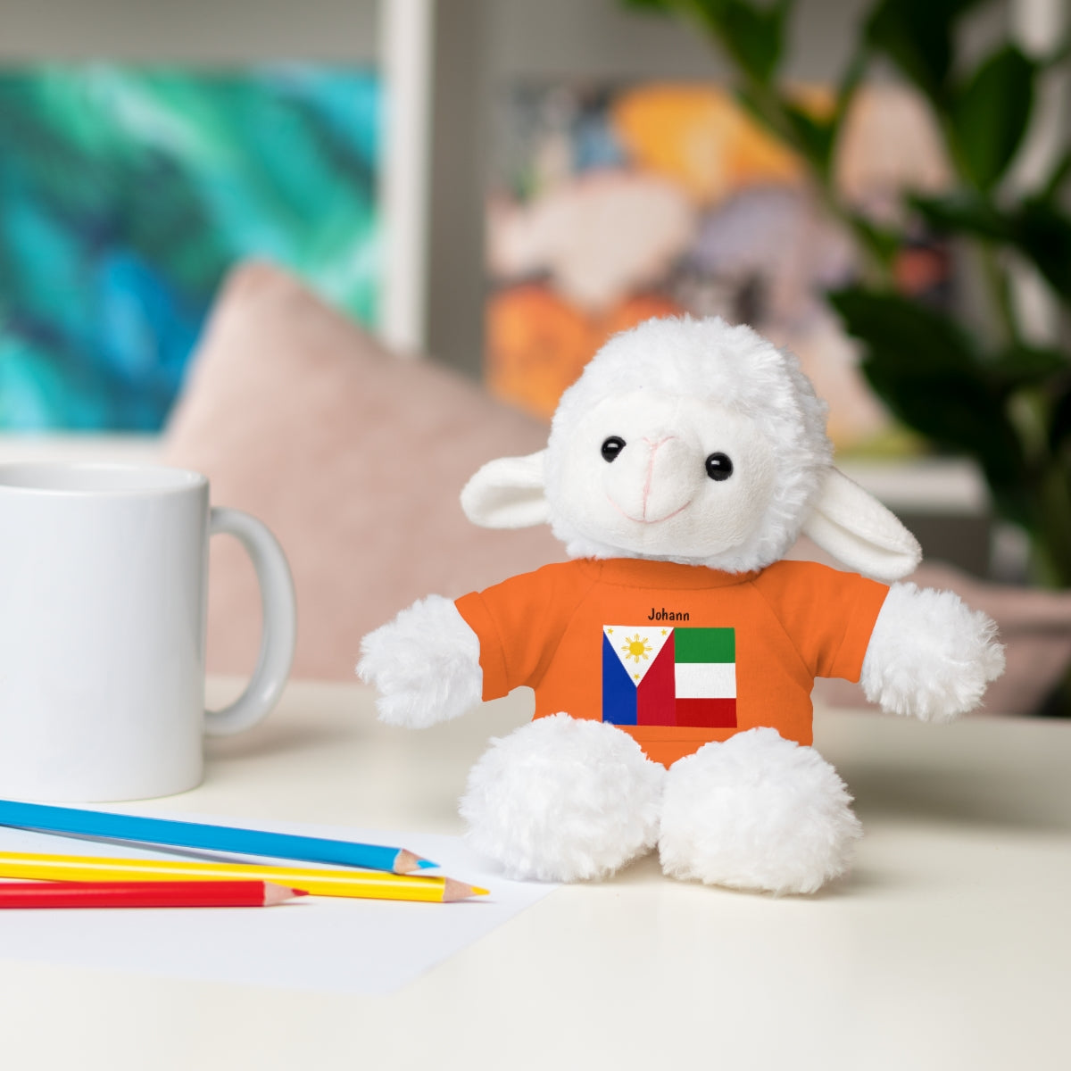 Personalized Filipino Stuffed Animal Toy with Tee | Philippines & Italy Flag | Gift for kids and adults | Holiday Gift idea