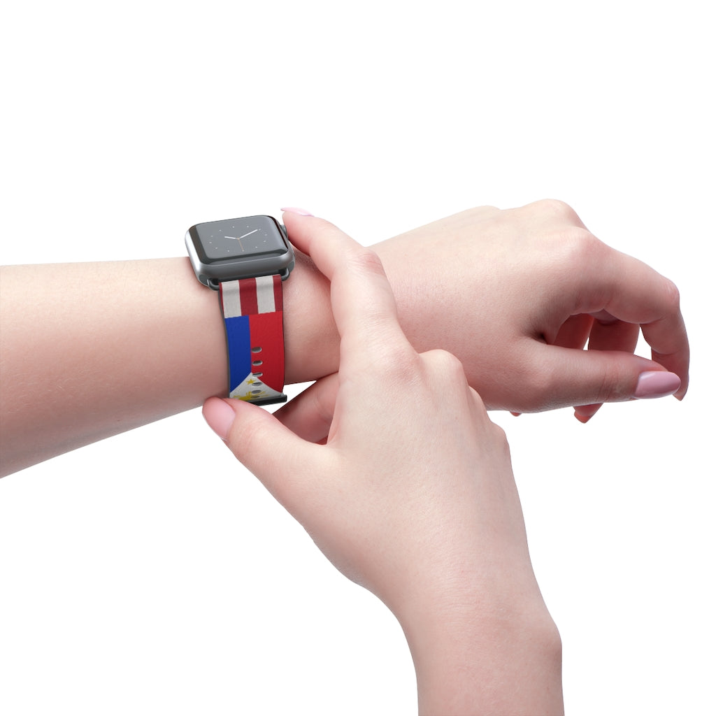 Filipino Philippines USA Mixed flag Watch Band, Philippine Fashion, Fit watch band.Philippine Accesories.