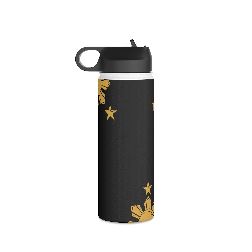Personalized Philippines Sun and Star Steel Water Bottle, Standard Lid |Summer Travels, Gym watert Bottle, Back to School Water bottle.