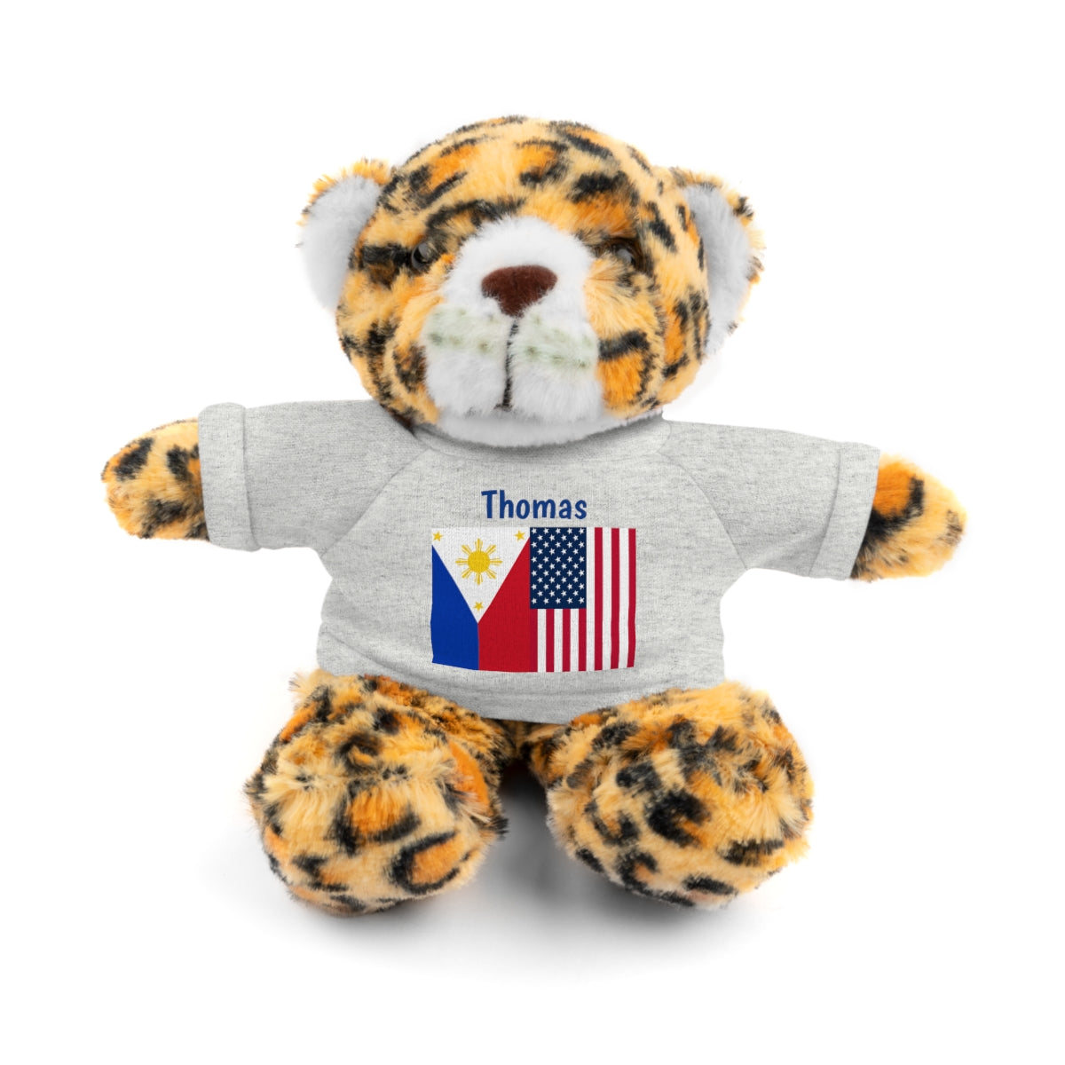 Personalized Filipino Stuffed Animal Toy with Tee | Philippines and USA Flag | Gift for kids and adults | Holiday Gifting