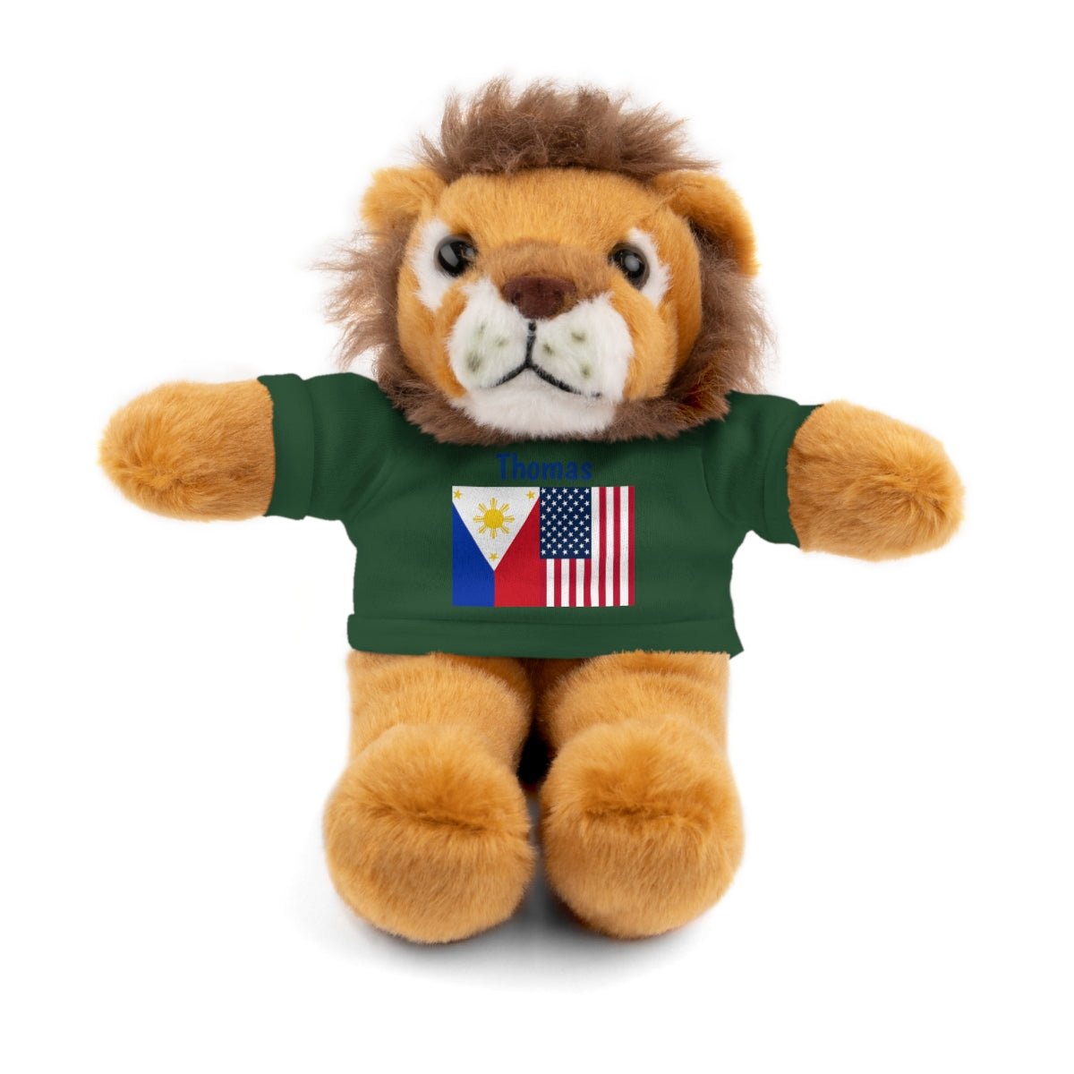 Personalized Filipino Stuffed Animal Toy with Tee | Philippines and USA Flag | Gift for kids and adults | Holiday Gifting