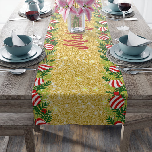 Philippines Filipino Christmas Maligayang Pasko Gold themed Table Runner (Cotton, Poly)