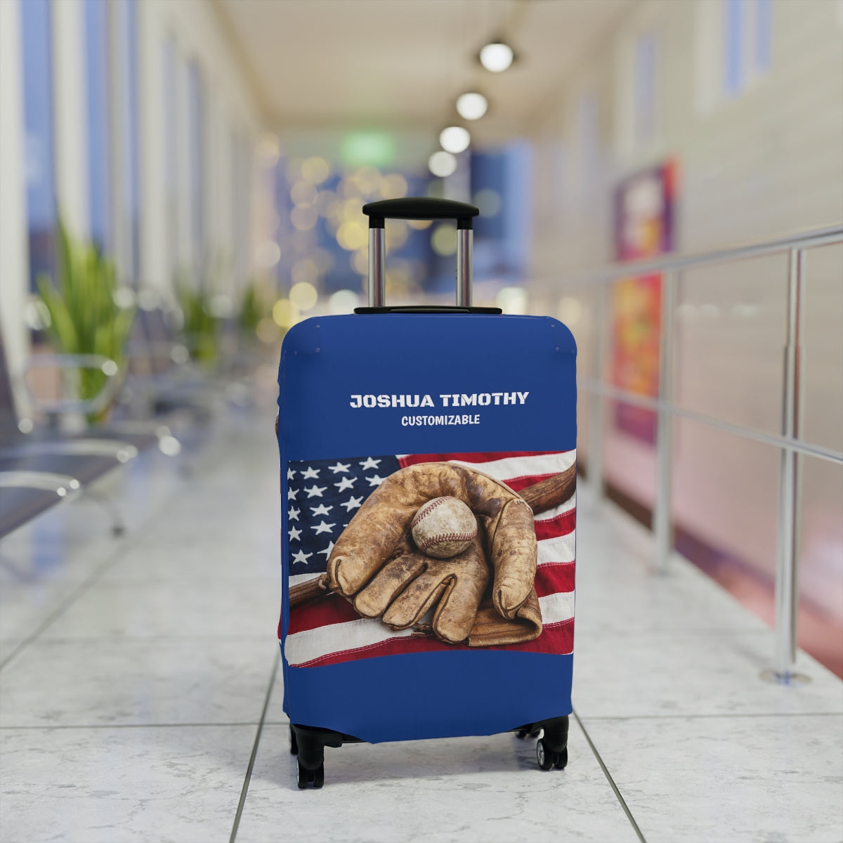 Personalized Baseball Fan Luggage Cover | Suitcase protector | Crisply Printed Washable
